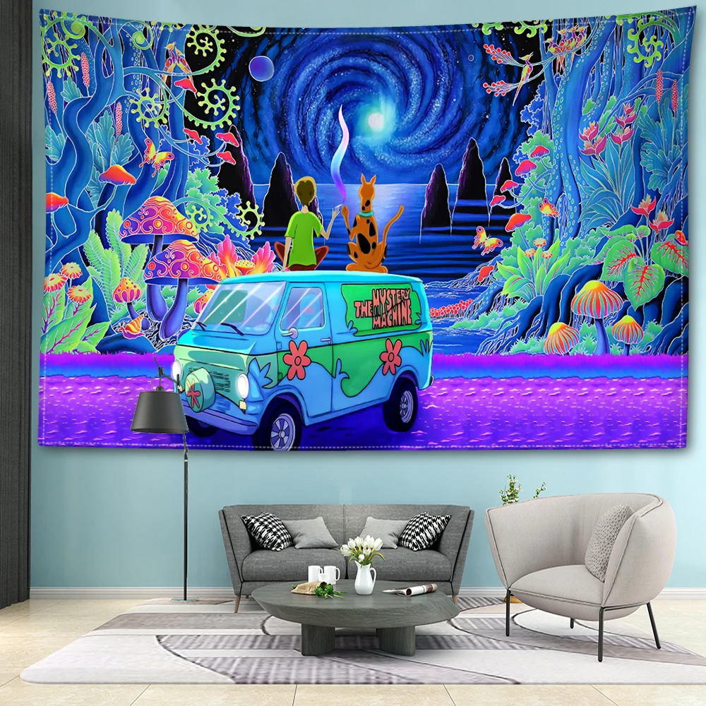 VIKAMA Abstract Art Wall Tapestry Cartoon Mushroom Forest Wall Hanging Bohemian Style Bedroom & Living Room Home Decor