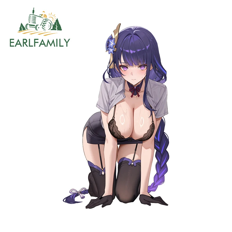 

EARLFAMILY Genshin Impact Sexy Girl Car Sticker Kneeling Position Windows Decoration Decal Occlusion Scratch Car Styling