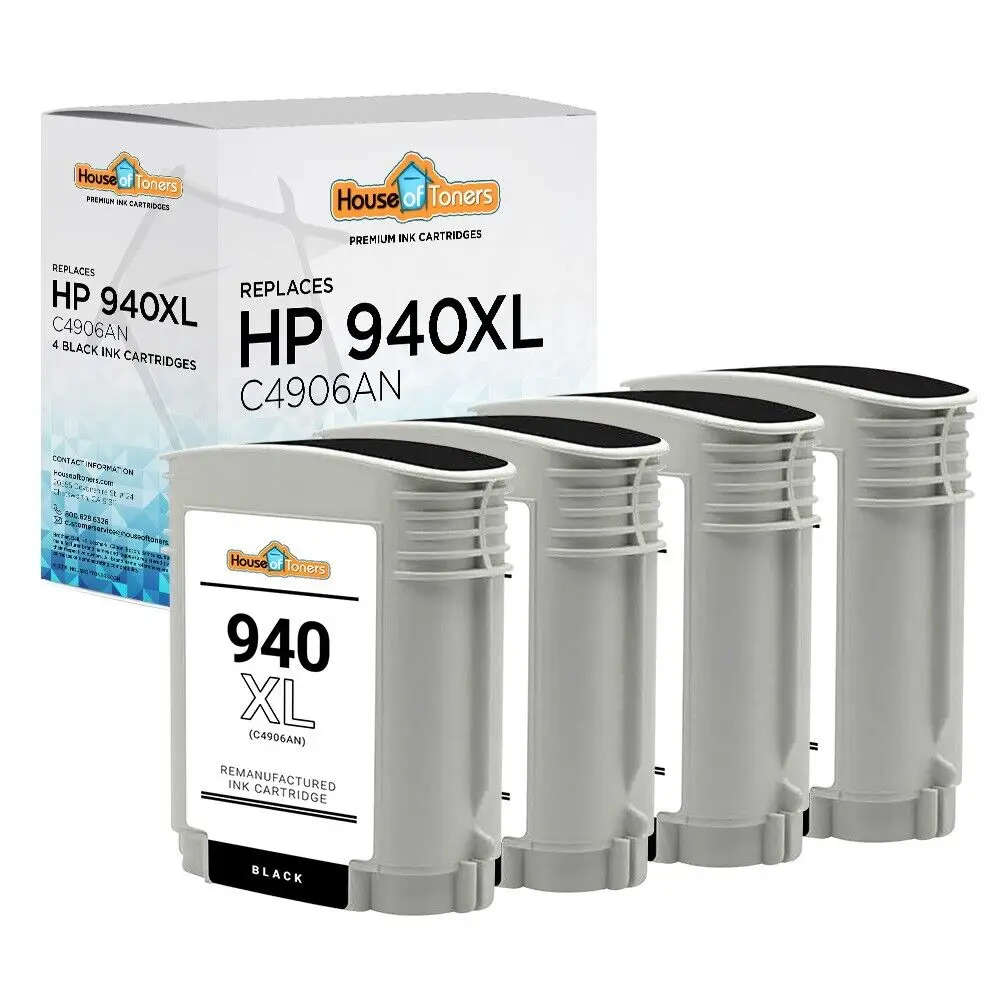 4pk #940XL C4906AN High Yield Black Ink Cartridges for 8000 8500 Printer