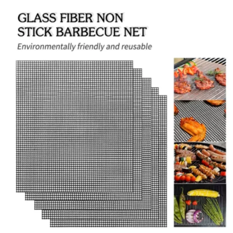 Reusable BBQ Mesh Grill Mat Nonstick Mesh Grilling Mats Easy to Clean Works on Gas Charcoal Electric Grill Barbecue Accessories