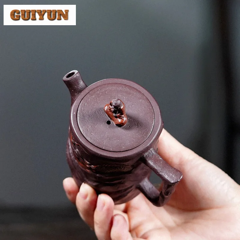 230ml Exquisite Yixing Purple Clay Teapots Master Handmade Dragon Buddha Pot Raw Ore Purple Mud Kettle Zisha Tea Set Supplies