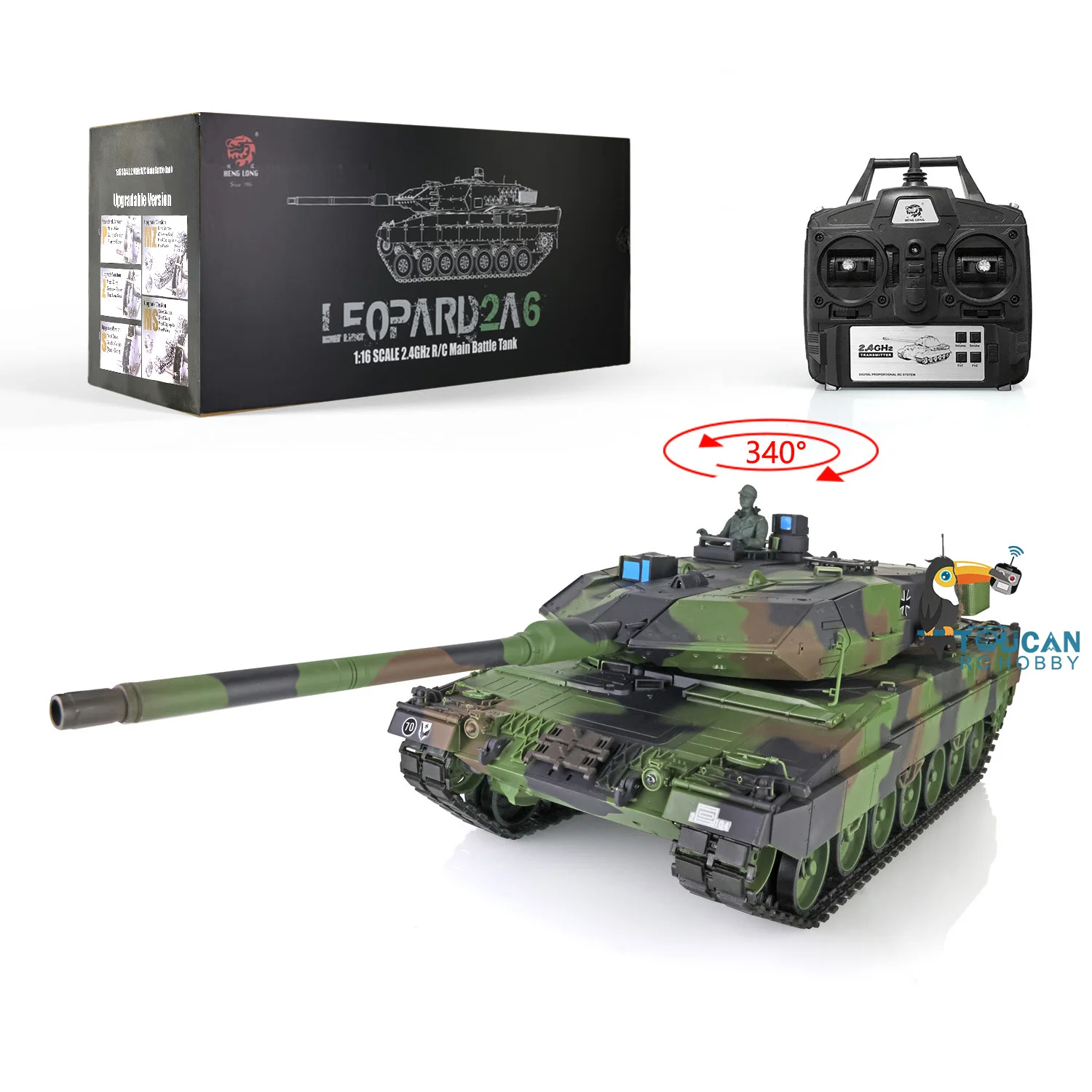 Stock américain Heng Long RC Tank 1/16 7.0 plastique Leopard2A6 RTR modèle 3889 avec effet sonore de fumée pour les collectionneurs