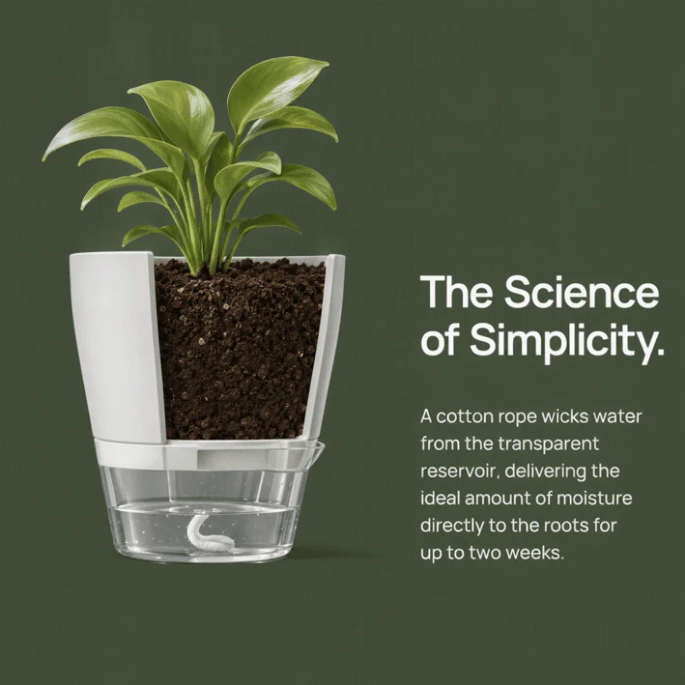 Drainage Hole Self Watering Flower Pot Clear Saucer Reservoir Plastic Resin Material Transparent Plant Pot