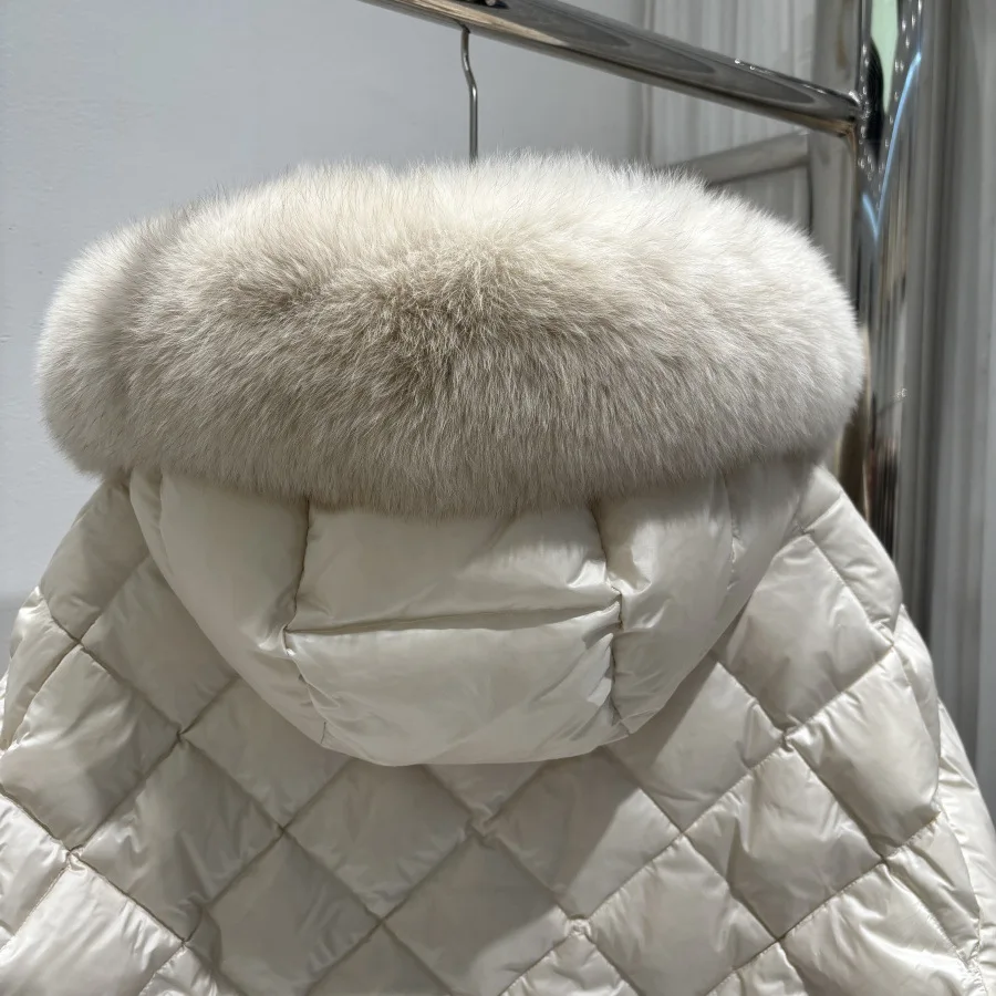 شتاء جديد الموضة مقنعين بطة بيضاء أسفل سترة منتفخة الماس GridThick أسفل سترة المرأة الملابس الشتوية أبلى #6