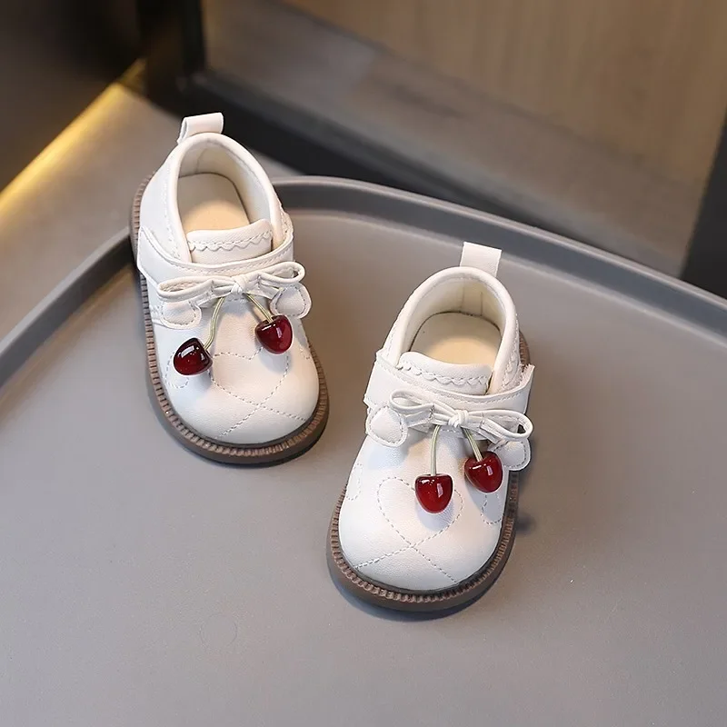 

Toddler Girls Walking Shoes Round Toes Non-slip Baby Leather Shoes Soft 2025 New Fashion Kids Flat Shoes Simple Bows Size 15-25