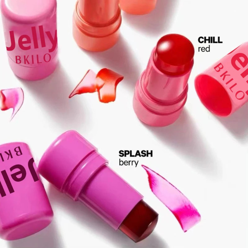 3-in-1 Jelly Tint Facial Blusher Wand Moisturized Long Lasting Matte Rouge Cheek Contour Lipstick Sticker Beauty Makeup