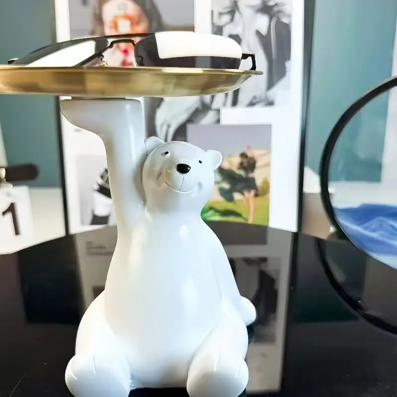 

Entrance table key tray, cute bear tray, creative statue storage tray, multifunctional decoration storage tray, home living room