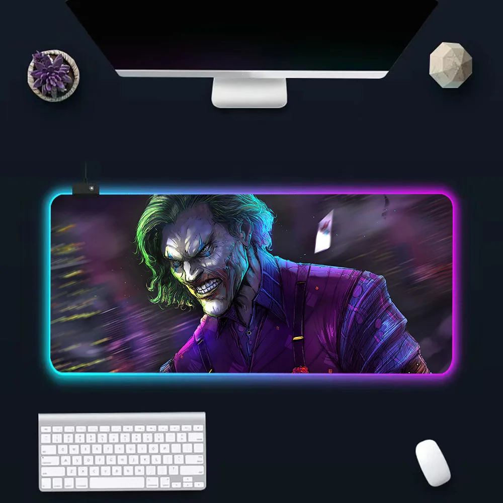 jokers RGB Pc Gamer Keyboard Mouse Pad Mousepad LED Glowing Mouse Mats Rubber Gaming Computer Mausepad