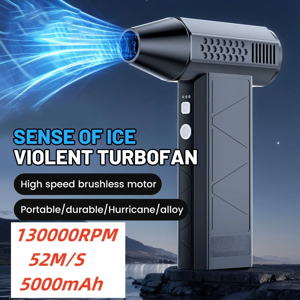 130000RPM Car Electric Air Duster Turbo Violent Fan 3 Speeds Rechargeable Blower Super Strong Jet Fan Keyboard Cleaning Tools