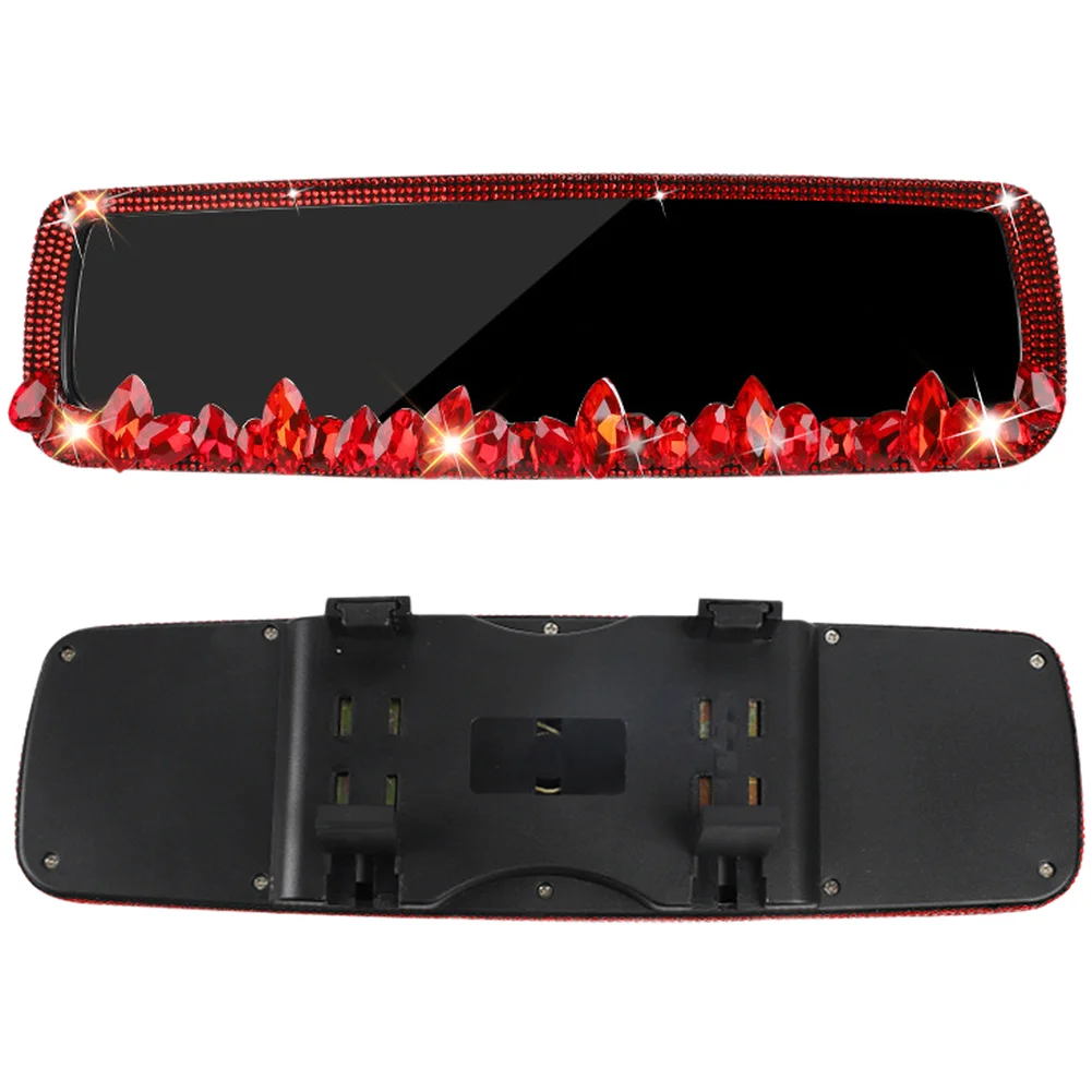 Car Rearview Mirror Decoration with For CRYSTAL Rhinestones Water Drill Design Easy Installation Compatible with Most Vehicles