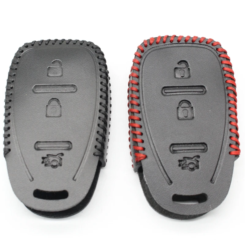 FLYBETTER Genuine Leather 3Button Keyless Entry Smart Key Case Cover For Chevrolet Cruze/Malibu XL/Equinox Car Styling L2209