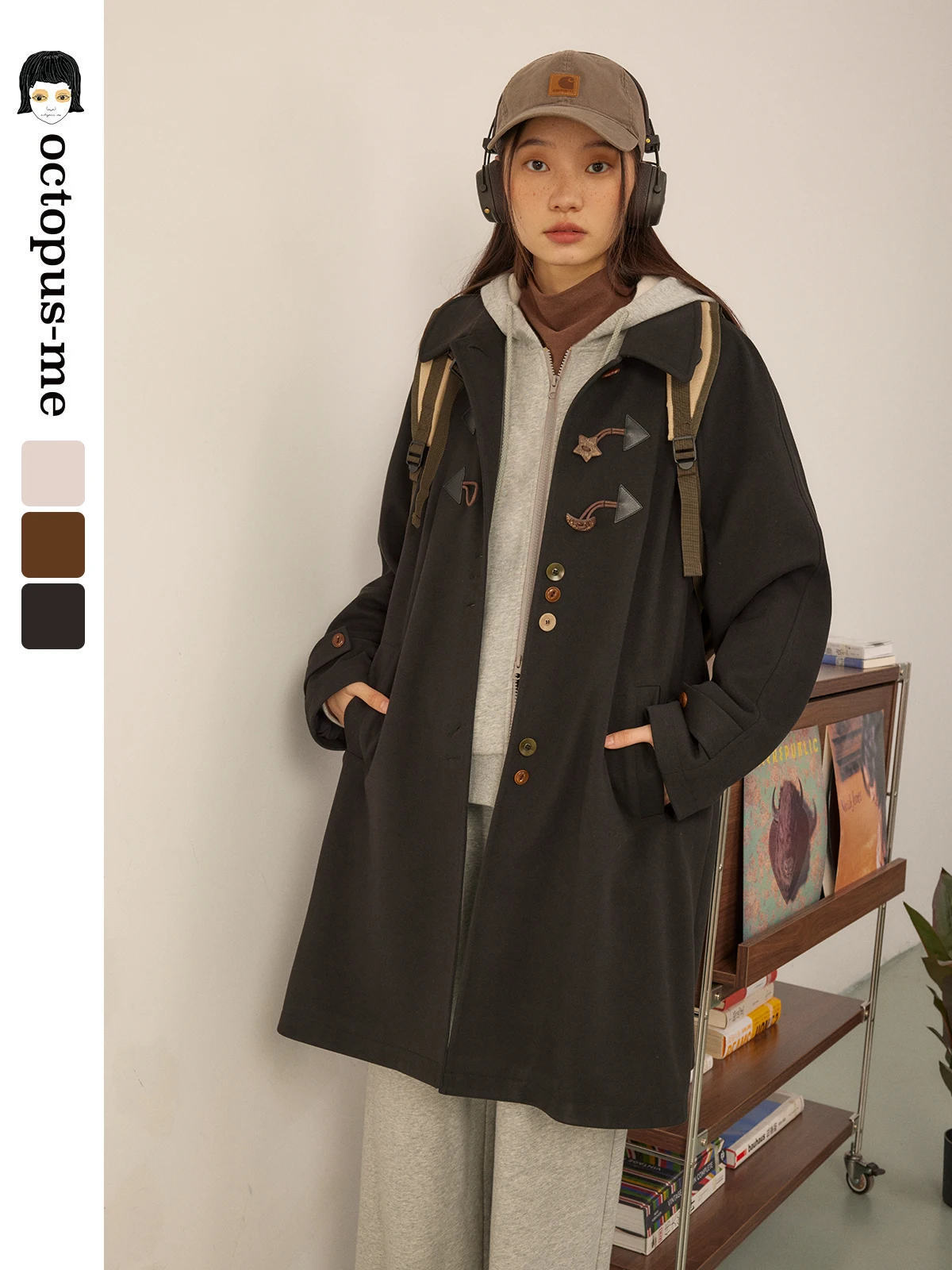 

Шерстяное пальто Octopusme в стиле ретро, женское осенне-зимнее моющееся пальто на пуговицах, длинный костюм све прямого кроя