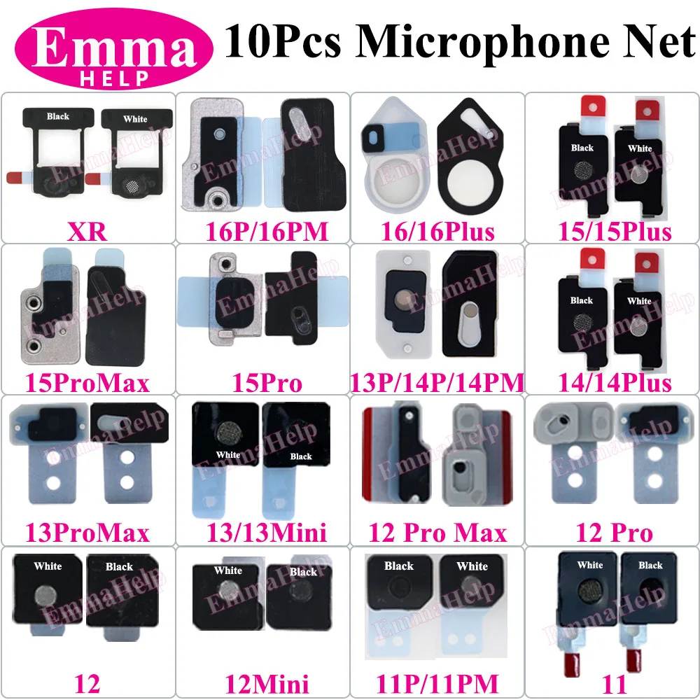 

10 шт. сетка для задней микрофона для iPhone 11 12 13 14 15 16 Pro Max с защитой от пыли, внутренняя задняя камера, поврежденная задняя крышка микрофона