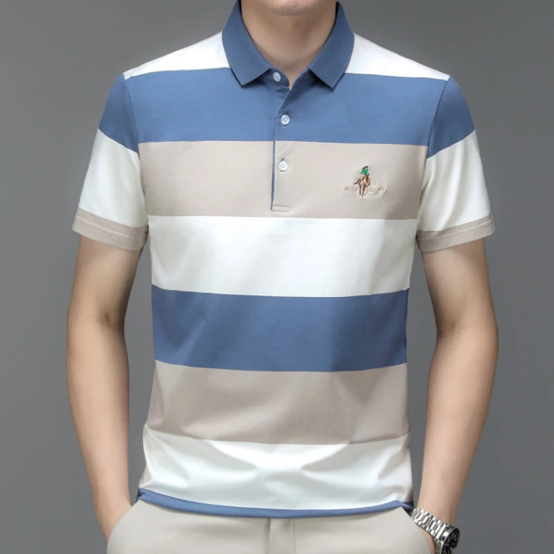 

New Summer polos homme men polo shirt High quality brand Striped shirt polo men Short sleeved casual shirt polo Men clothing top