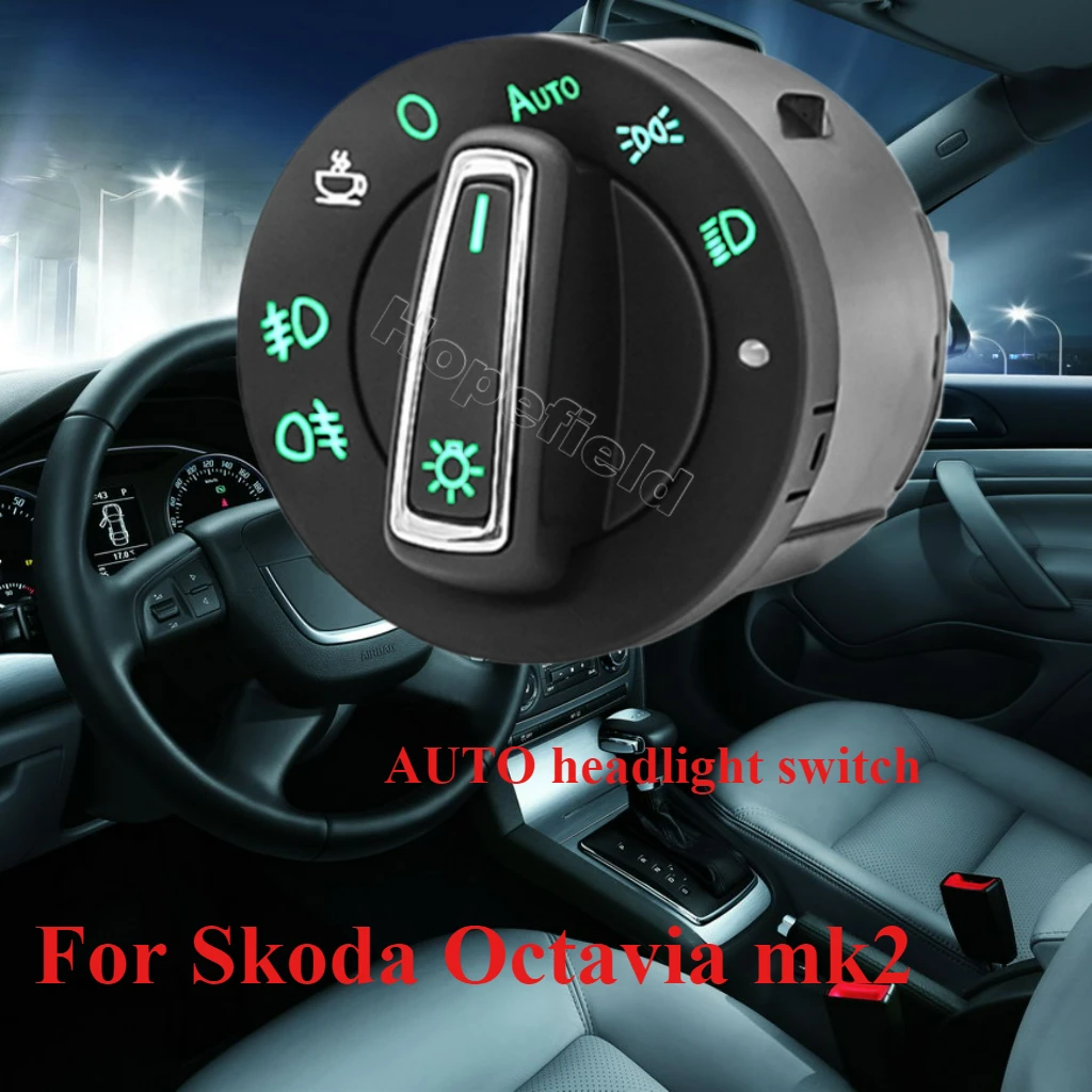 LED AUTO Scheinwerfer Knopf Knopf Nebelscheinwerfer Schalter Lichtstrahl Steuermodul Kit für Skoda Octavia 2 MK2 2007 2014 Autozubehör