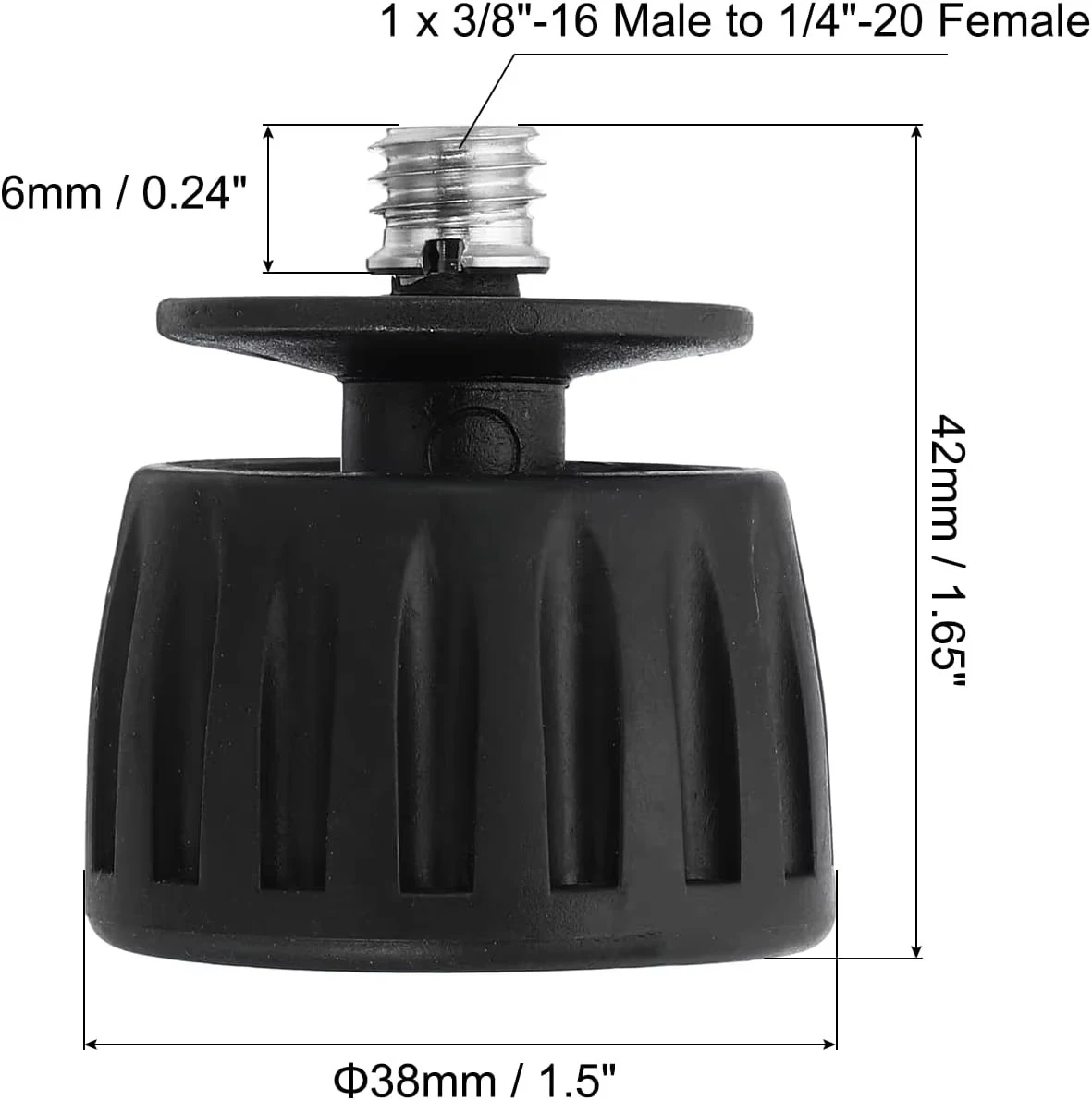 2 pies de trípode de goma universales de 3/8 ", paquete de 2 piezas de repuesto de trípode antideslizante, rotación de 360 grados para trípodes de cámara monopié
