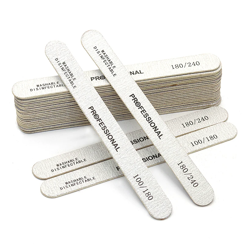 Wooden Nail File Professional Nail Art Sanding Buffer File 100/180/240 Double Side For Salon Manicure Pedicure UV Gel Tips