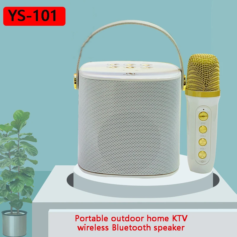 YS101Portable Mini Outdoor Home KTV with Microphone Radio Subwoofer Wireless Portable Wireless Bluetooth Speaker Column Soundbar