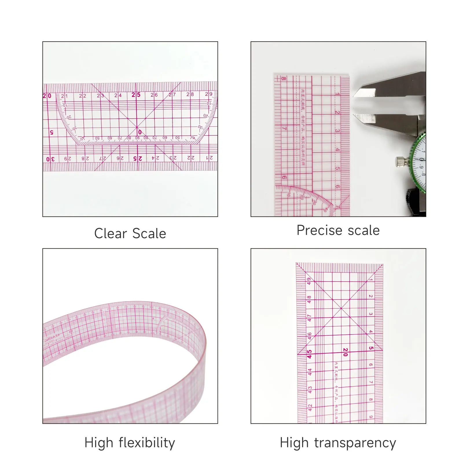 Kearing Pattern Making Ruler Metric Imperial Straight Ruler  Cutting Rulers Double Side Sewing Tools Accessories