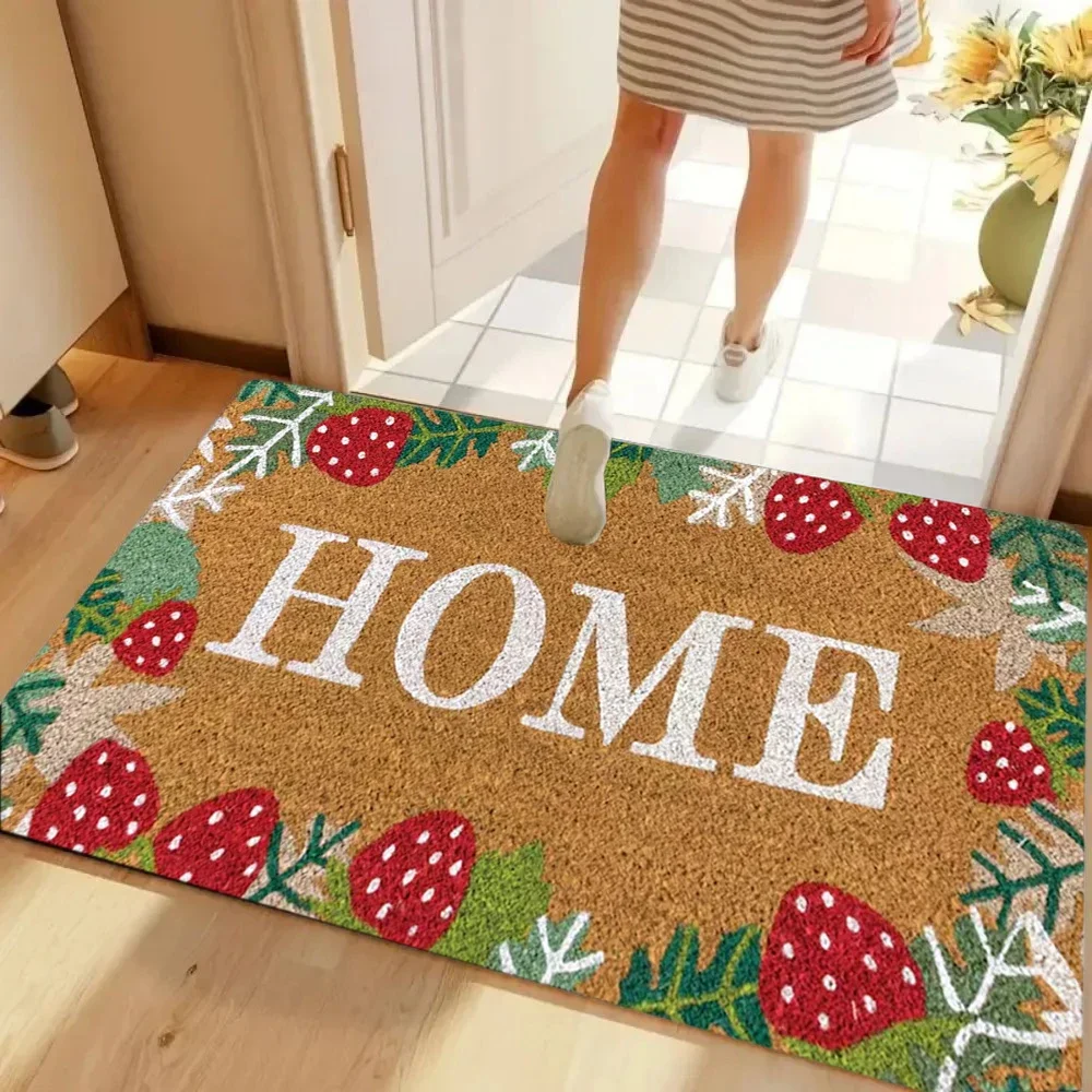 Welcome Home Carpet Mat Rug Cozy & Warm Home Decoration with Brown Green Tone for Entryway Living Room Door Mat
