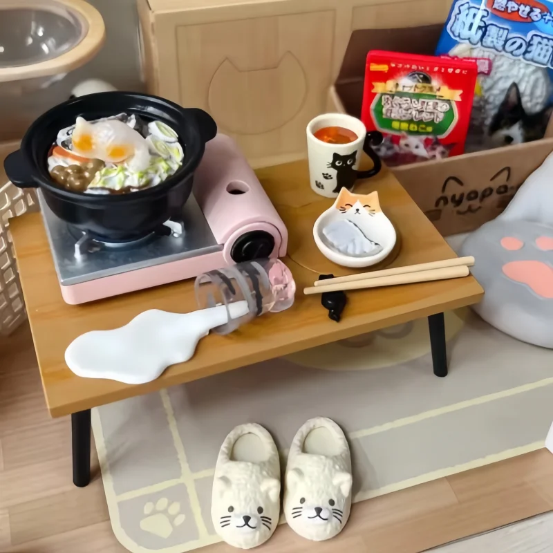 Re-ment Capsule Eat Play Cat My Daily Life with Cats Cat Cage Sleeping Sofa Computer Desk Cat Tree Miniature Desktop Blind Box