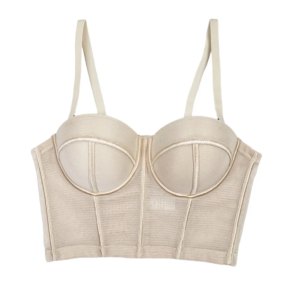 Women Summer 2024 Mesh Push Up Bra with Underwire with Fishbone Breathable Adjustable Strap Hot Bralette Backless Bra Lingerie