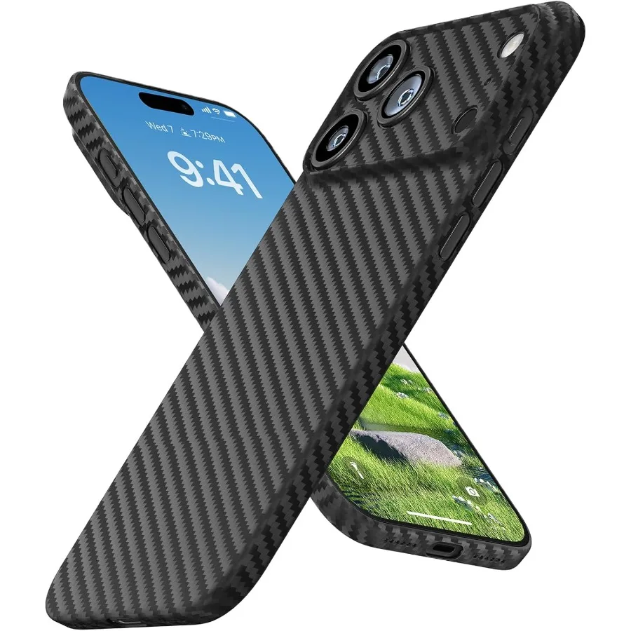 

Ультратонкий чехол из углеродного волокна толщиной 0,3 мм для iPhone 17 Pro с ощущением чехла без чехла, минималистичный и легкий дизайн, идеальный Fi