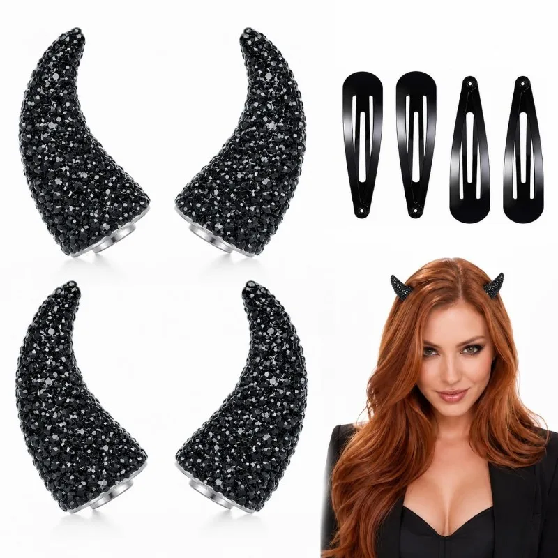 Magnetic Devil Horn Headpiece, Sparkle Rhinestone Fit For Halloween Cosplay Costume