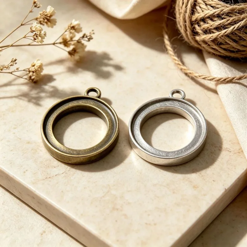 10pcs/lot Hollow Round Alloy Pendant Base Settings Bezel Tray Fit 20MM Blank Round Necklace Jewelry Making Findings Crafts