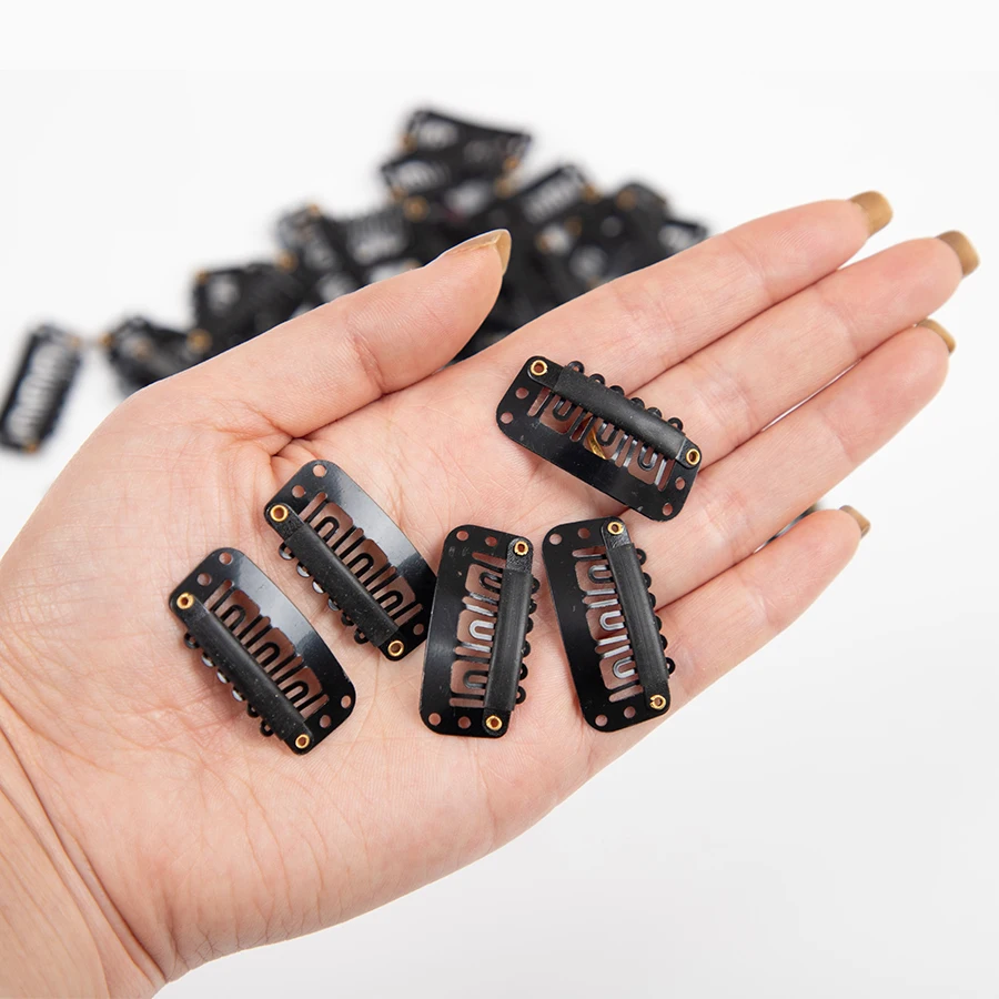 20-200Pcs Snap Wig Clips 6-Teeth U-shape Hair Extension Clips to Secure Wig  With Silicon Rubber Wig Clips image 6