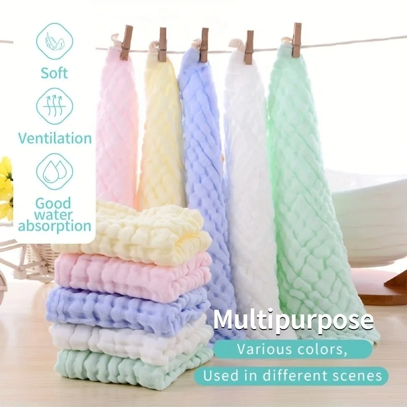 5 Pack Baby Muslin Washcloths, Soft Newborn Face Towels, Gentle for Sensitive Skin, Baby Registry Shower Gift