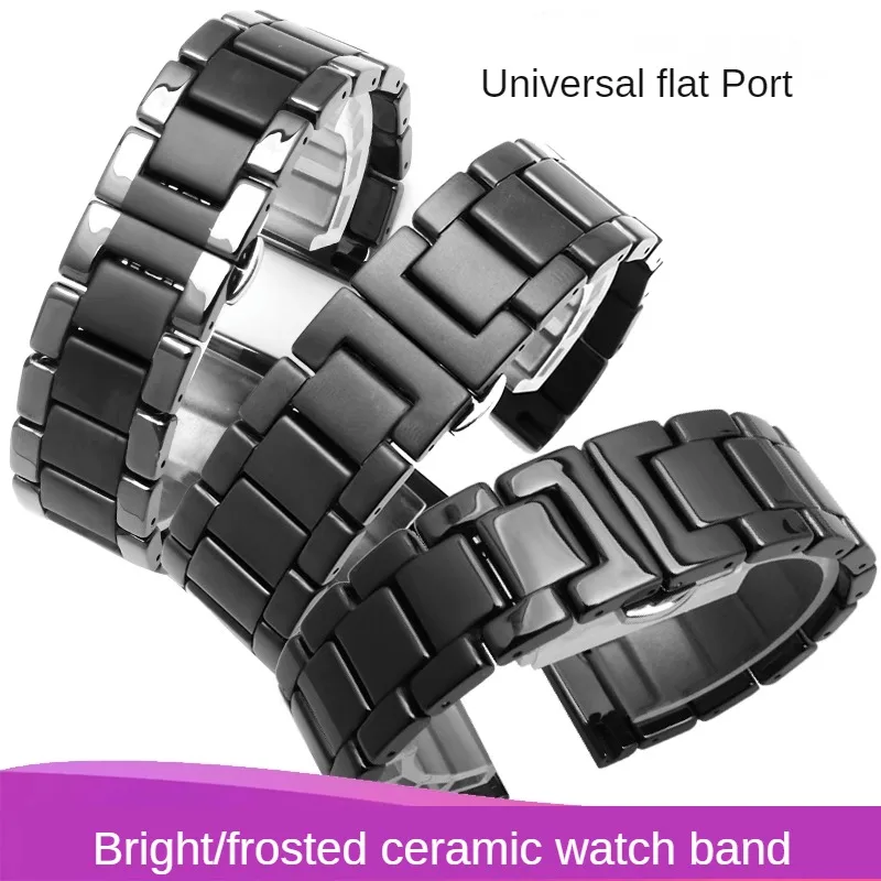 

High Quality Ceramic Case Watch Strap for Armani Watch AR1451/1452/1400/1410/0382 Men Black Strap Accessories