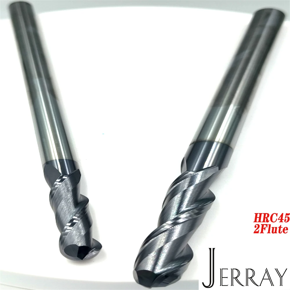 JERRAY 2Flutes HRC45 D4mm 6mm 8mm 10mm 12mm  Tungsten Carbide Ball nose End Mills Spiral Bits CNC Router Bits cnc milling cutter