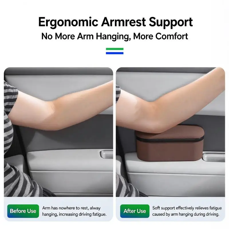 Car Armrest Storage Box Elbow Support Pad Heighten Arm Rest Cushion Ergonomic Center Console Armrest Extender Car Interior Part