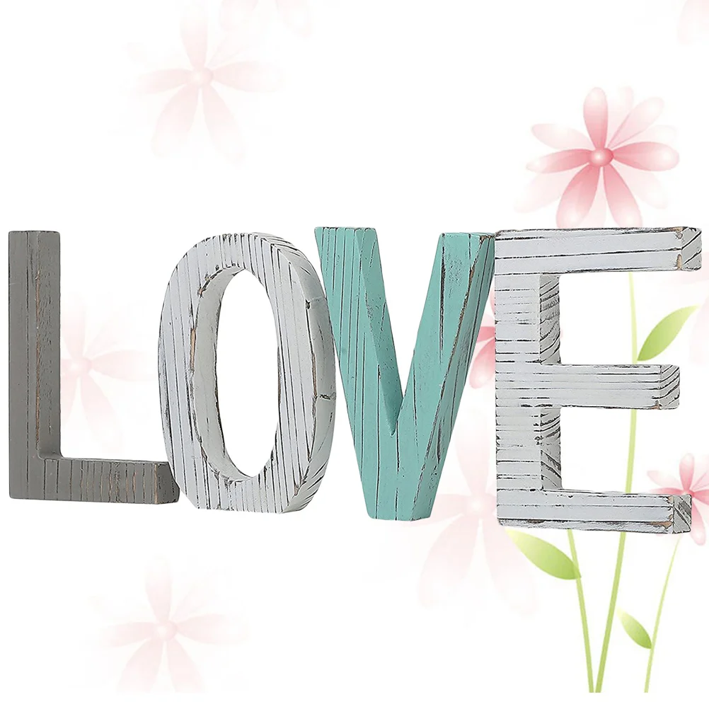 

Wooden Letter Ornaments Rustic Love Standing Letters Block Rustic Cutout Decoration for Wedding