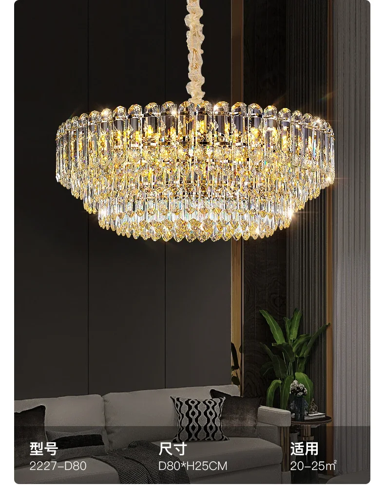 

Luxury Crystal Chandelier Living Room Pendant Lights Atmosphere Modern Dining Table Bedroom Lamp