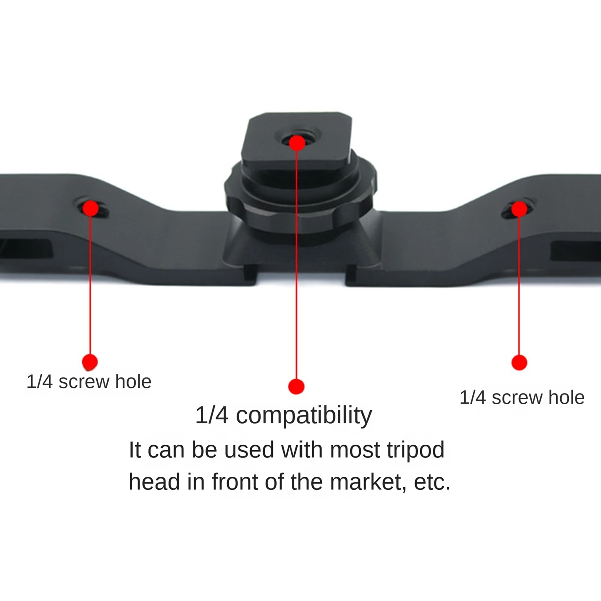 2-Heads Cold Shoe Mount Extension Bar Aluminum Alloy Flash Bracket with 1/4 Inch Thread Hole for DSLR Camera