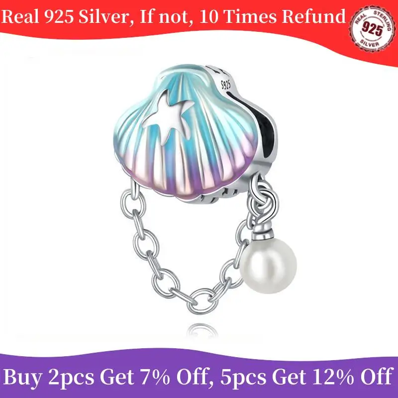 925 Sterling Silver Sea World Colorful Shells Charm Beads Inlay Zircon Fit Original Pandora Bracelets Bangles Jewelry Gifts