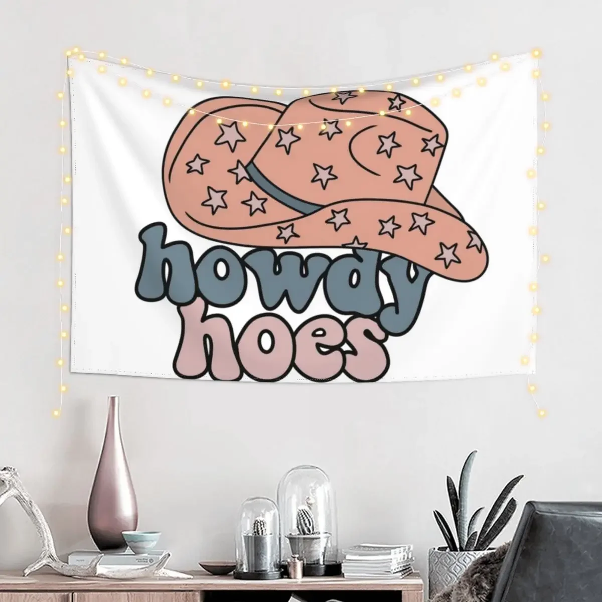 Howdy Hoes Cowboy Hat Tapestry Wallpapers Home Decor Mushroom Tapestry