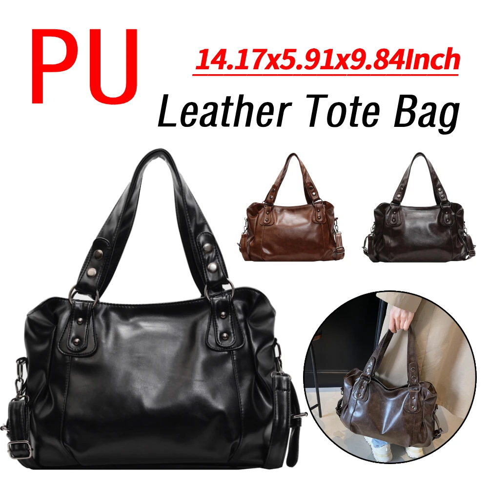 

Женская сумка-тоут из искусственной кожи, большая вместительная сумка через плечо, повседневная сумка-мессенджер, сумка с верхней ручкой, сумка-хобо для путешествий