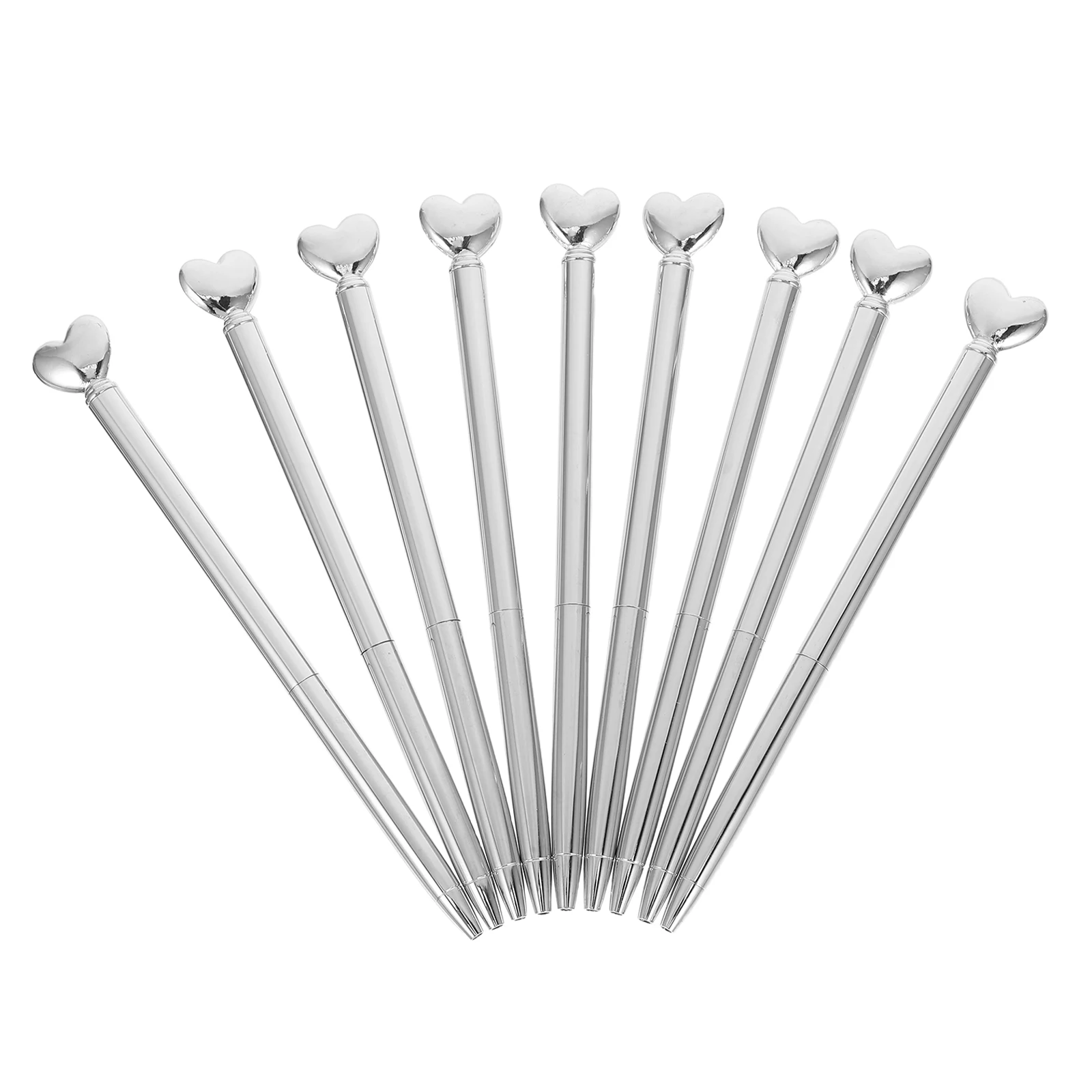 

10pcs Heart Shaped Ballpoint Refillable Retractable Metal Decorative For Wedding Valentine'S Day Party Favors Business