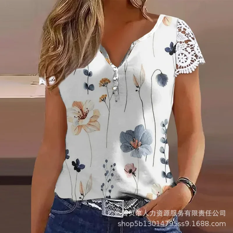 Floral Print Notch Neck Lace Patch Top Women New Spring Summer V Neck Sleeveless Flower Camis Tanks Tops