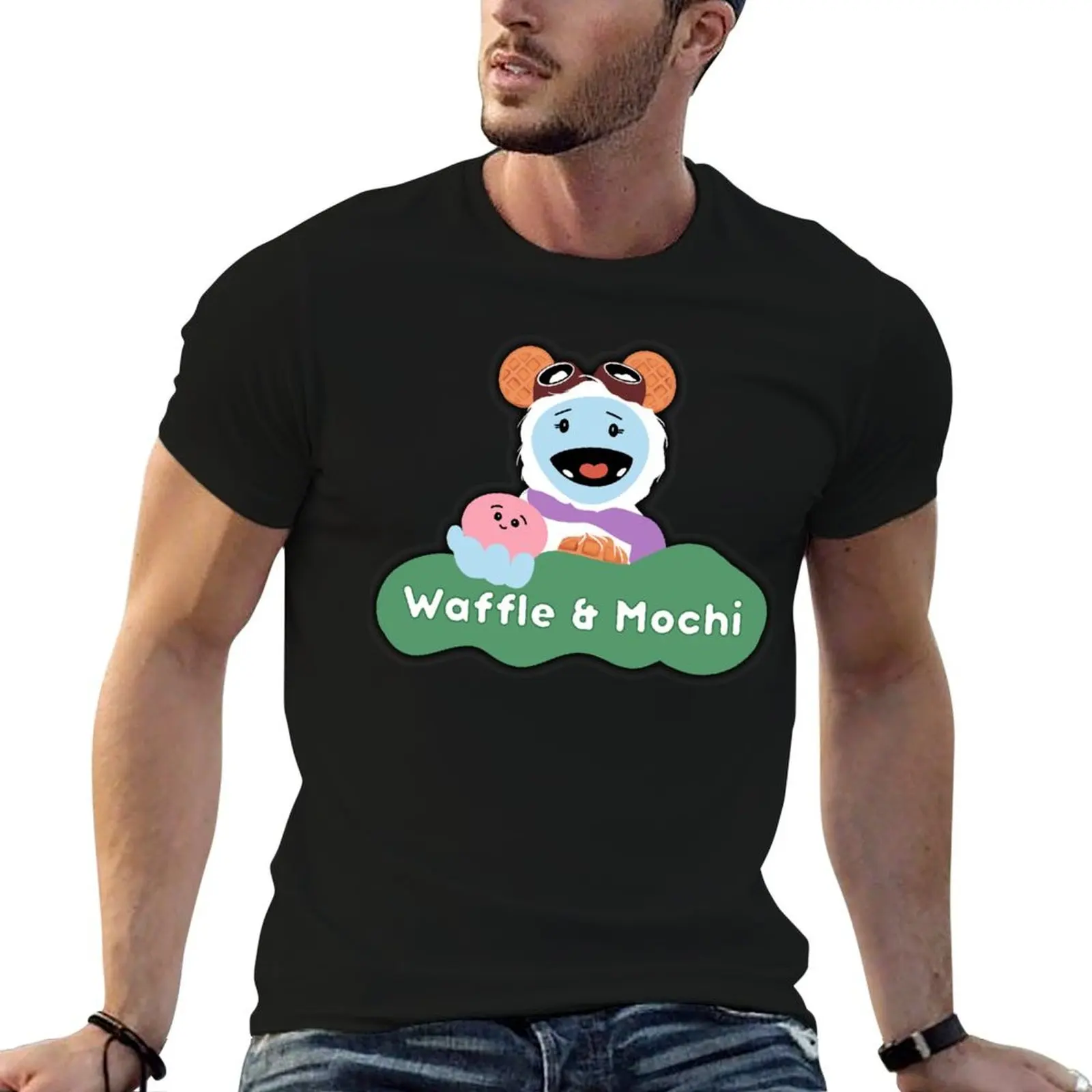 Waffle & mochi , Waffle + mochi T-Shirt anime customs T-shirts for men cotton