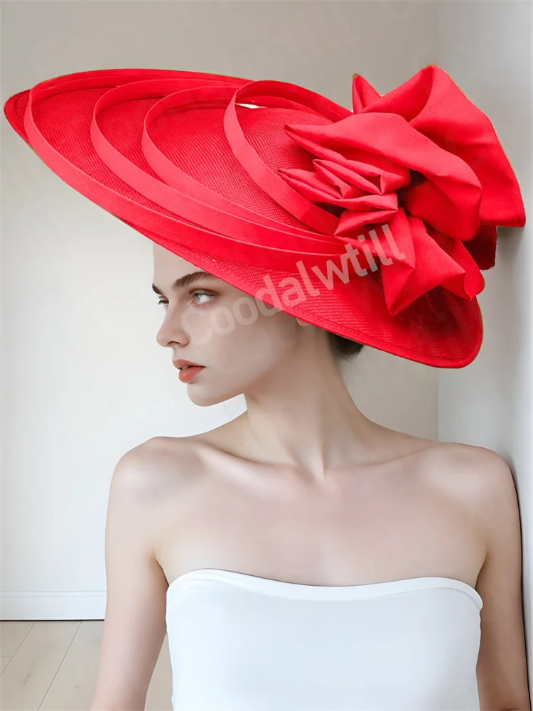 

Wedding Big Black Derby Fascinator Hat Women Church Party Tea Headpiece Ladies Cocktail Race Chapeau Cap Bride Banquet Chapeau