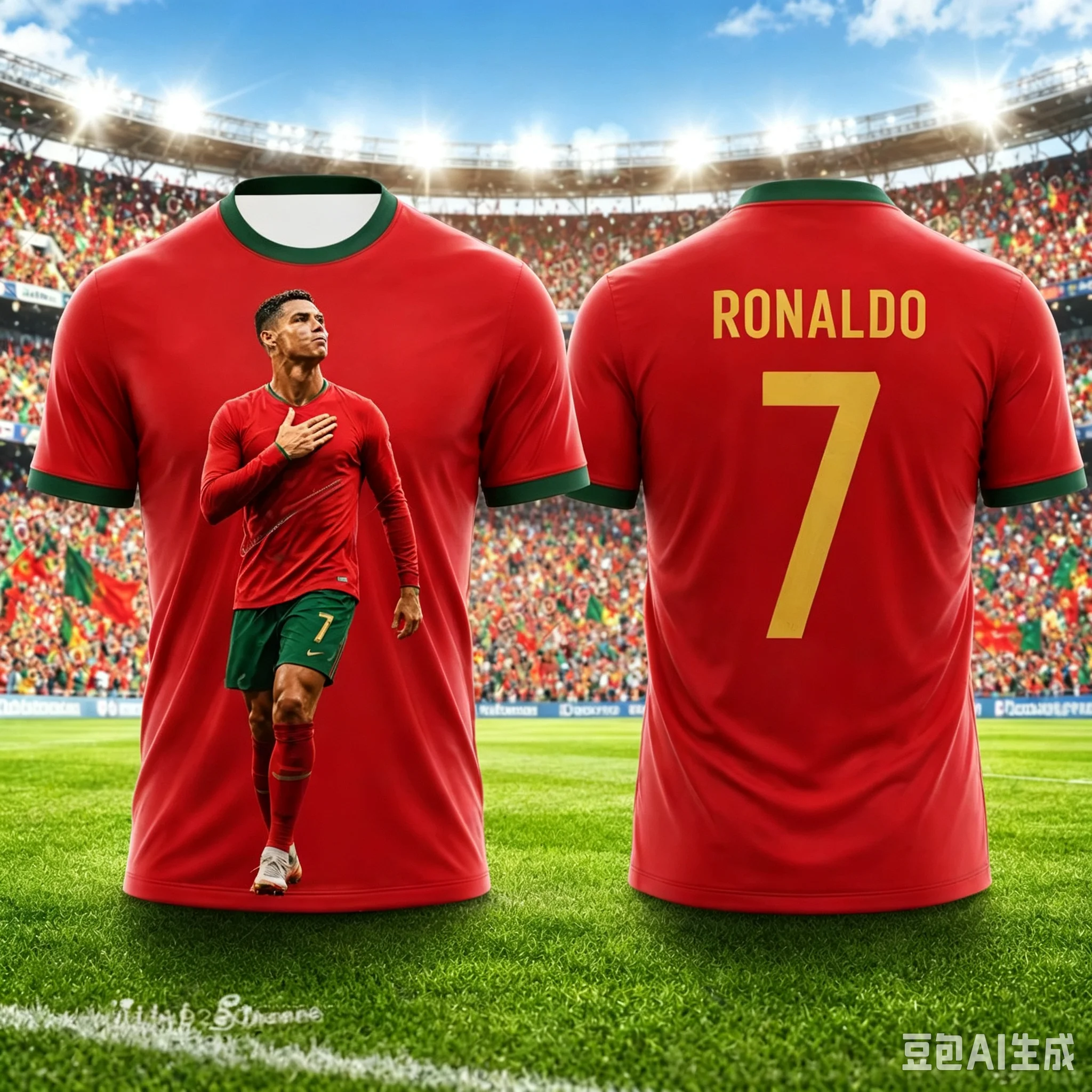 Ronaldo Fashion Soccer Superstar Fan Collection Commemorative Jersey Kids Adults Daily Outdoor Sports Breathable Comfortable Top