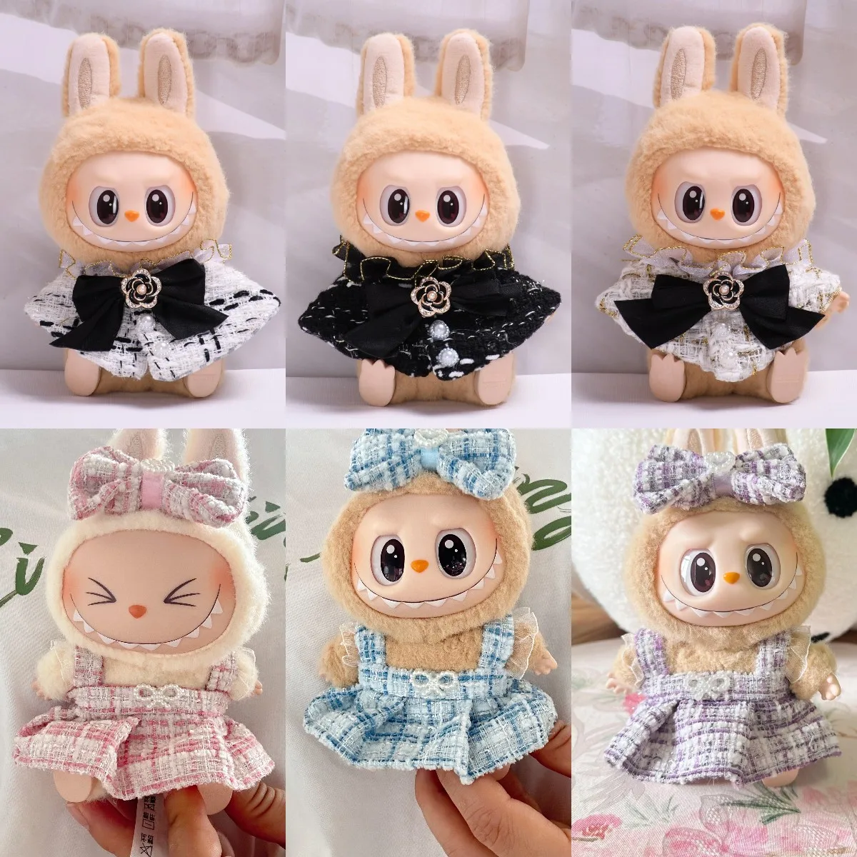 

17cm Mini Plush Doll'S Clothes Outfit Accessories Sitting Party Overalls Clothing Gift For Korea Kpop Exo Labubu I II Idol Dolls