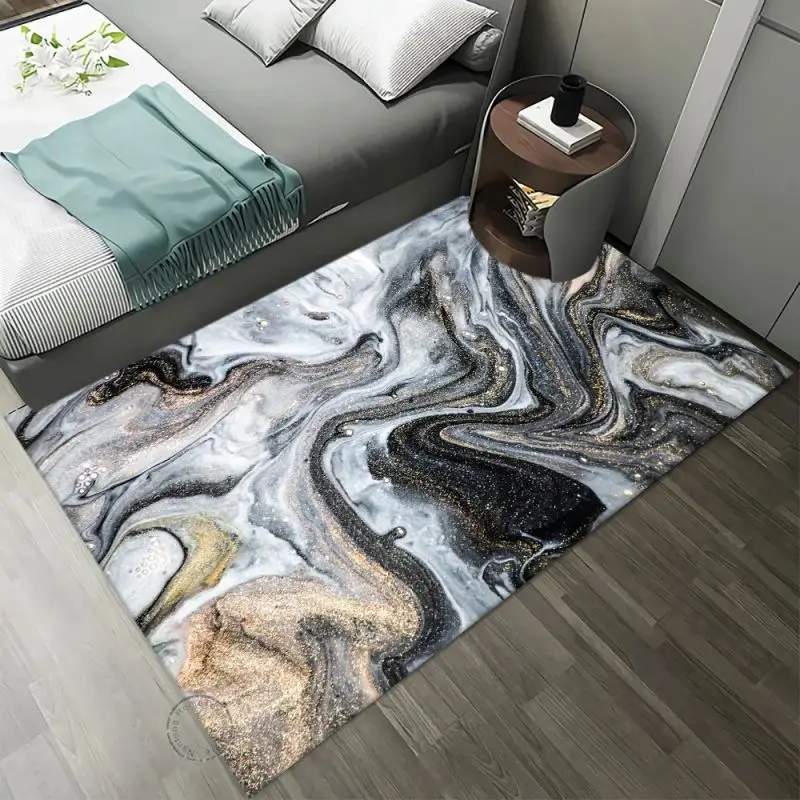 Marble Pattern Carpet Home Bedroom Floor Mat Non-Slip Living Room Sofa Coffee Table Area Rugs Bathroom Kitchen Entrance Doormat