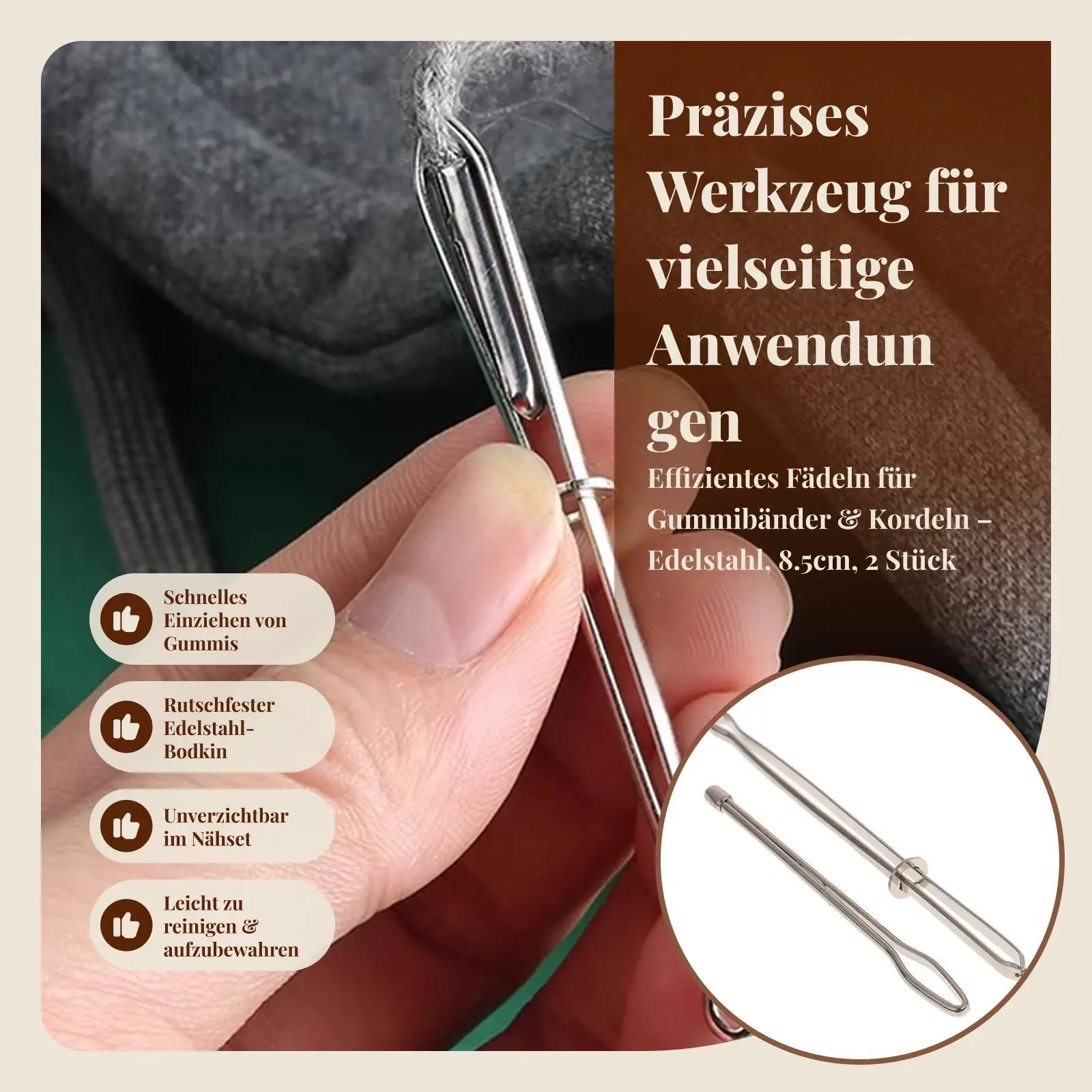 Sewing Accessory Stainless Steel Threader Tools with Tweezer for Fasten Fabric and DIY Craft Sewing