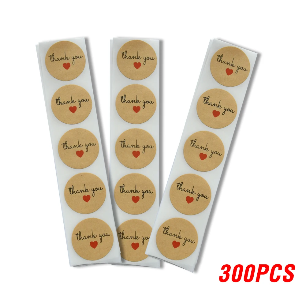 50-500pcs Labels Nature Kraft Round Thank You Stickers Seal Labels Stickers Scrapbooking For Package Stationery Sticker