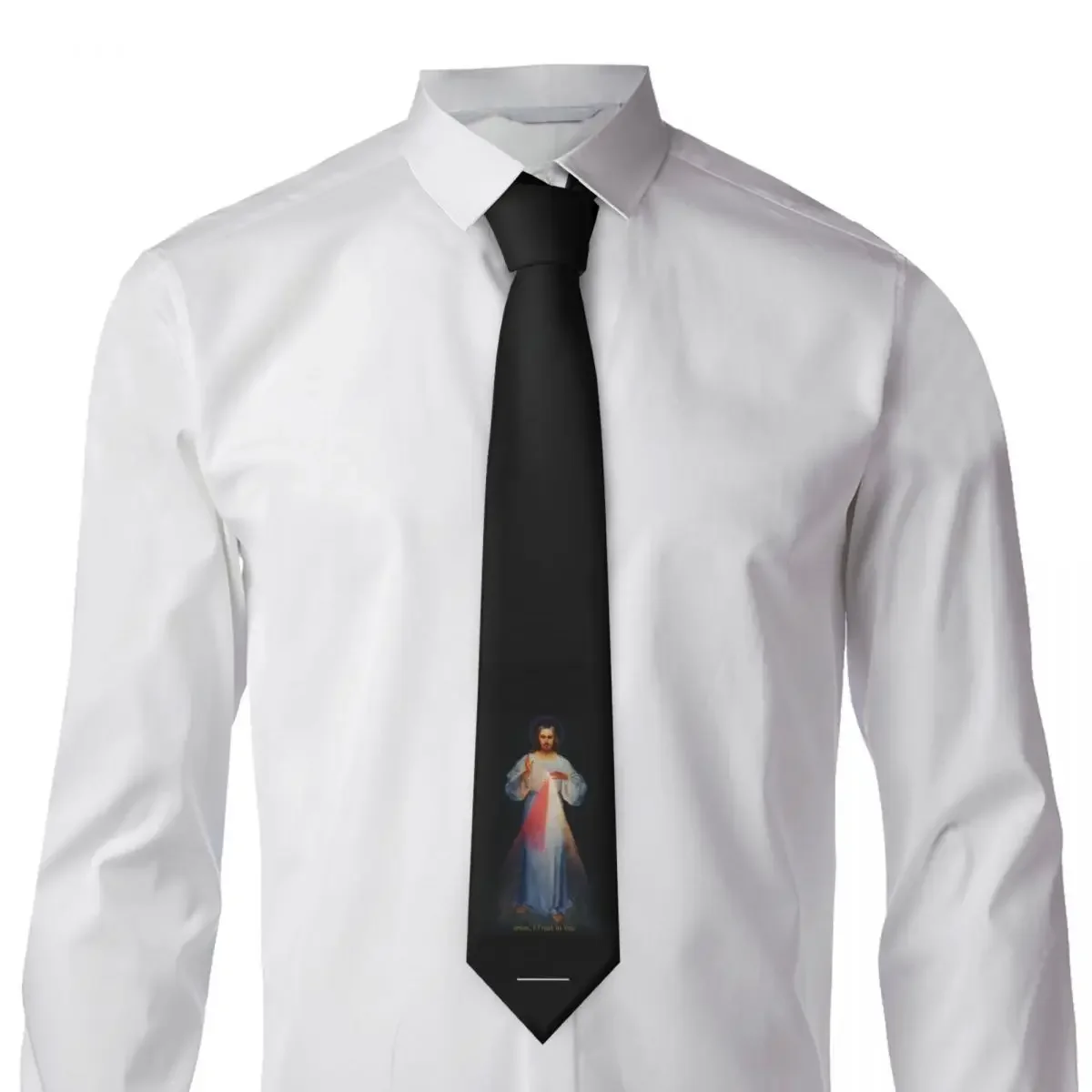 

Jesus Divine Mercy Tie Catholic Kawaii Funny Neck Ties For Men Wedding Party Quality Collar Tie Graphic Necktie Accessories